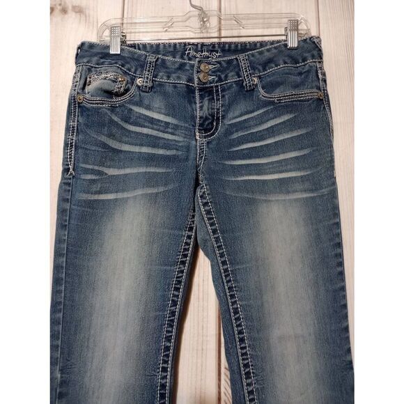 Amethyst Jeans Junior 9 Low Rise Bootcut Y2K Detailed Pockets - Picture 3 of 8